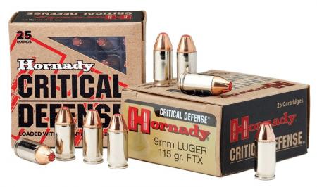 Boite de 25 cartouches HORNADY Critical Defense 9x19 FTX 115gr / 7,45g