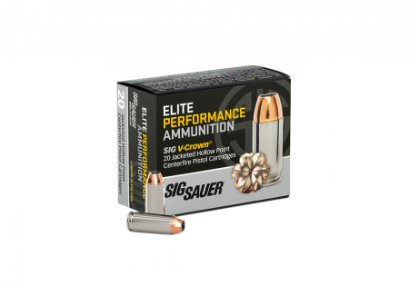Boite de 20 cartouches SIG SAUER Elite V-Crown 10mm Auto JHP 180gr / 11,66g