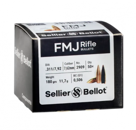 Boite de 50 ogives SELLIER&BELLOT .303 (.311) FMJ 180gr / 11,66g