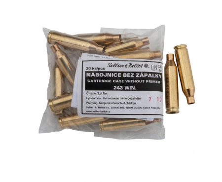 20 étuis vides SELLIER&BELLOT Cal. 243 Win