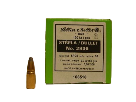 Boite de 50 ogives SELLIER&BELLOT .30 (.308) SPCE 150gr / 9,72g