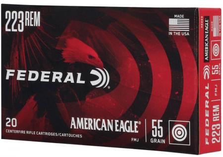Boite de 20 cartouches FEDERAL Amercican Eagle .223 FMJ 55gr / 3.5g