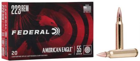 Boîte de 20 cartouches FEDERAL American Eagle .223 Rem FMJ 55 gr / 3,5 g