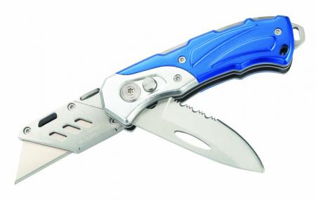 Couteau pliant HERBERTZ Alu bleu + lame cutter