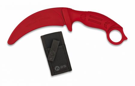 Couteau d'entraînement caoutchouc K25 incurvée rouge