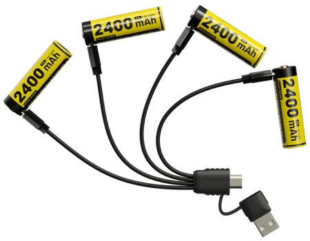 Blister de 4 piles rechargeables USB-C NITECORE AA 2400mAh