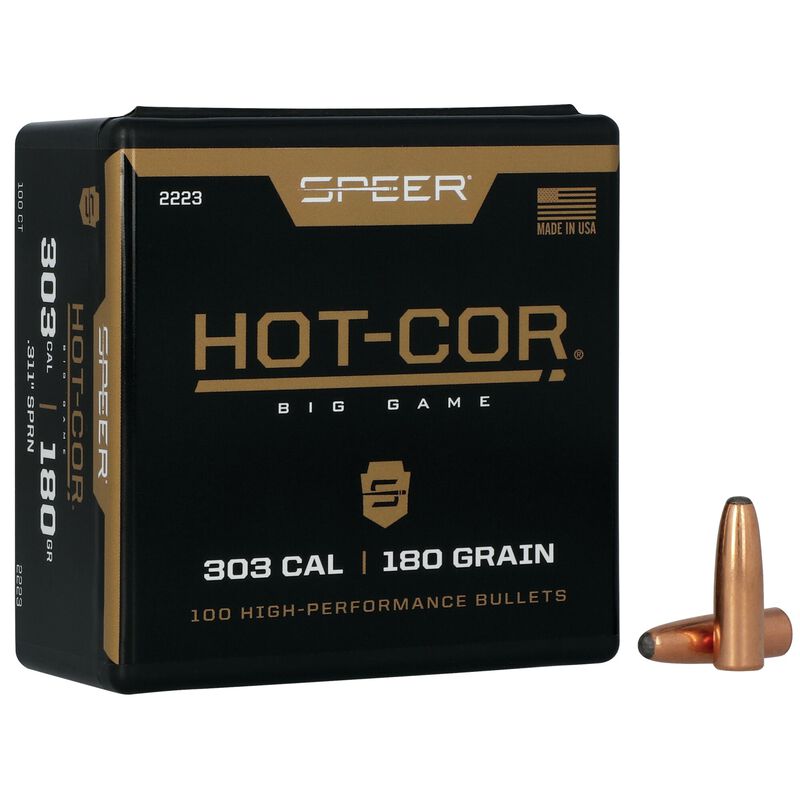 100 ogives Speer Hot-Cor calibre 303 (.311) 180 gr / 11,66 g Round Nose