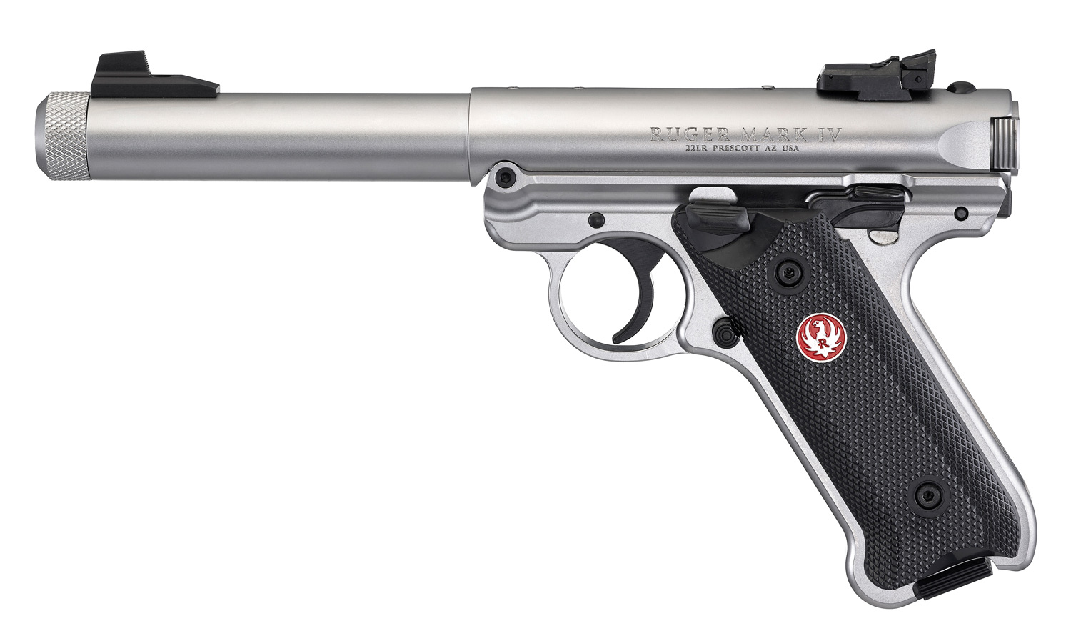 Pistolet semi automatique Ruger Mark IV Target Inox calibre 22 LR