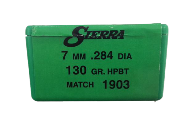 100 ogives Sierra calibre 7 mm (.284) 130 gr / 8,42 g  Hollow Point Boat Tail Match