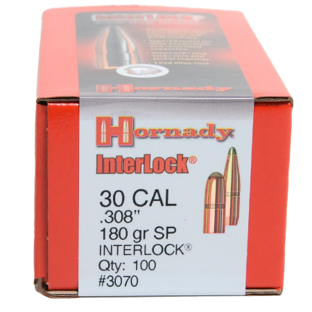 100 ogives Hornady Interlock Soft Point calibre 30 (.308) 180 gr / 11,66 g