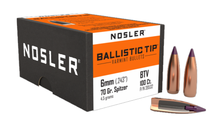 100 ogives Nosler Ballistic Tip Varmint calibre 6 mm (.243) 70 gr / 4,5 g
