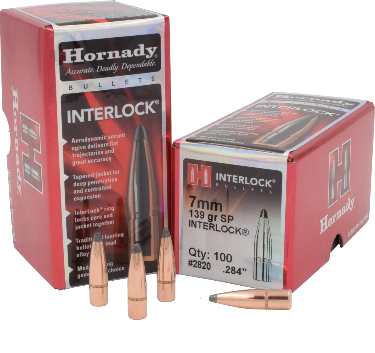 100 ogives Hornady 7 mm (.284) 139 gr / 9 g Interlock Soft Point