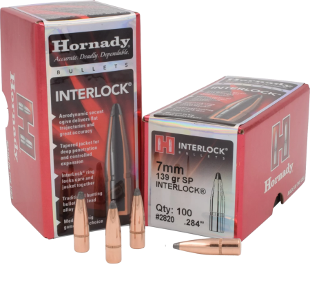 100 ogives Hornady 7 mm (.284) 139 gr / 9 g Interlock Soft Point