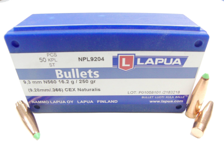 50 ogives Lapua Naturalis calibre 9,3 mm (.366) 250 gr / 16,2 g