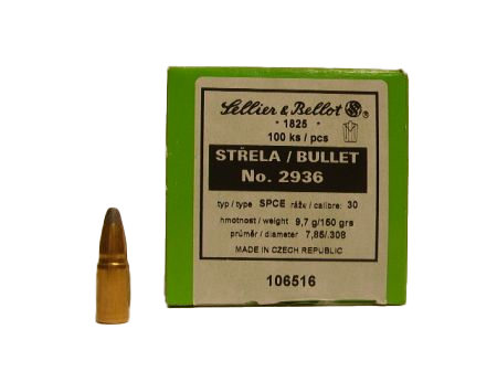 100 ogives Sellier Bellot calibre 30 (.308) 150 gr / 9,72 g Soft Point Cut Edge