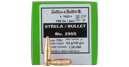 100 ogives Sellier Bellot 7 mm (.284) 140 gr / 9,10 g Full Metal Jacket