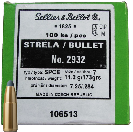 100 ogives Sellier Bellot 7 mm (.284) 173 gr / 11,21 Soft Point Cut Edge