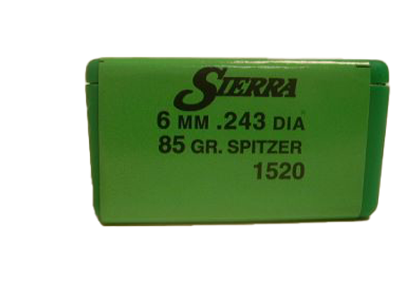 100 ogives Sierra Varminter calibre 6 mm (.243) 85 gr / 5,50 g Spitzer