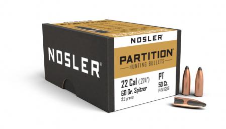 50 ogives Nosler Partition calibre 22 (.224) 60 gr / 3.9 g