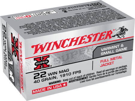 Boite de 150 cartouches WINCHESTER Super-X .22Mag FMJ 40gr / 2,59g