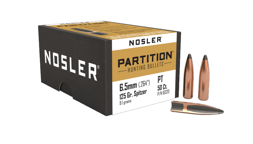 50 ogives Nosler Partition calibre 6.5 mm (.264) 125 gr / 8.09 g