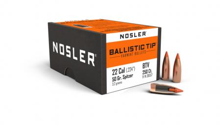 250 ogives Nosler Ballistic Tip Varmint  calibre 22 (.224) 50 gr / 3.24 g