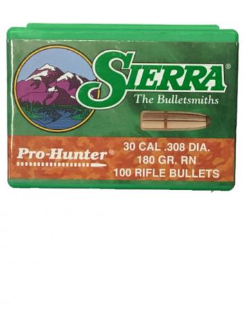 100 ogives SIerra Pro Hunter calibre 30 (.308) 180 gr / 11,66 g