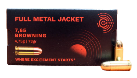 Cartouches GECO 7,65 Browning FMJ 73 gr / 4,8 g