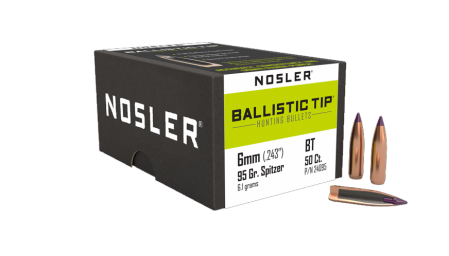 50 ogives Nosler Ballistic Tip calibre 6 mm (.243) 95 gr / 5,96 g