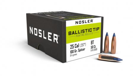 50 ogives Nosler Ballistic Tip calibre 25 (.257) 100 gr / 6,50 g