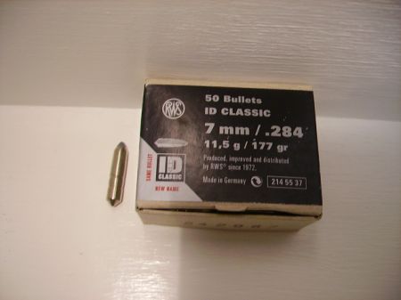 50 ogives ID CLASSIC RWS calibre 7 mm (.284) 177 gr / 11.5 g