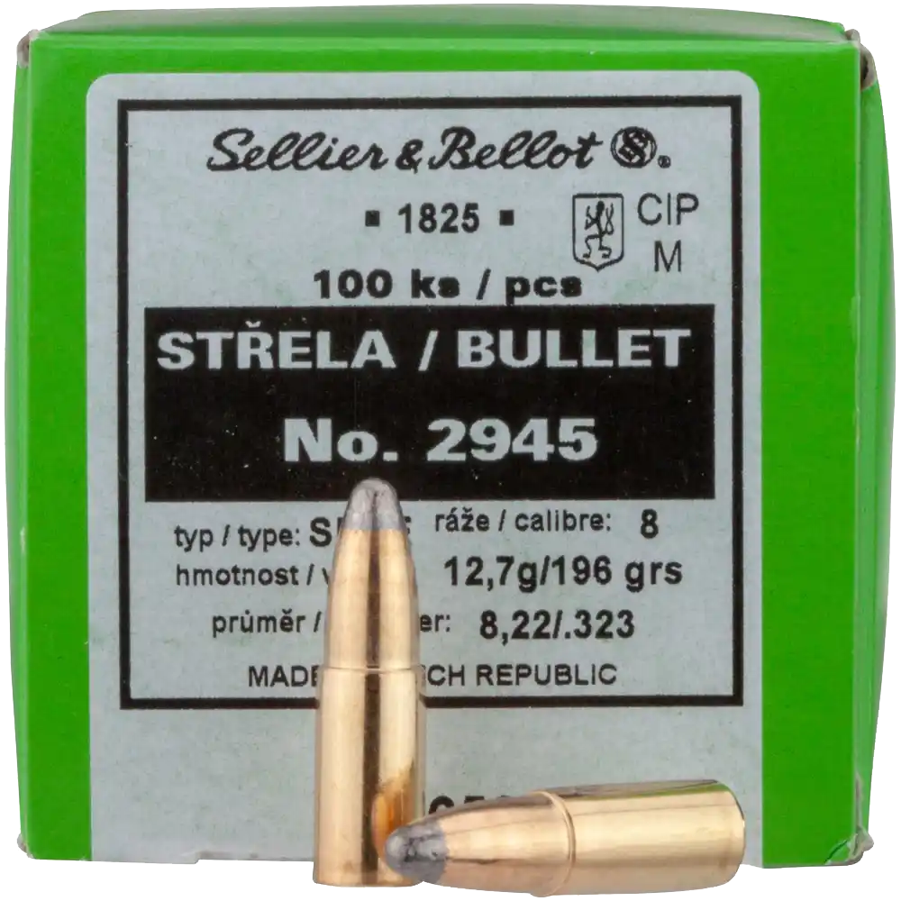 100 ogives Sellier Bellot calibre 8 mm (.323) 196 gr / 12,70 g Soft Point Cut Edge.