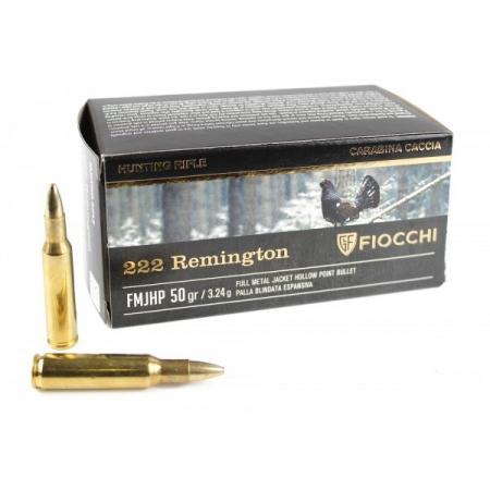 Boite de 50 cartouches calibre 222 Remington FIOCCHI  50 gr / 3,2 g Hollow Point HMJ 