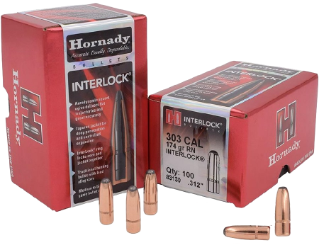 100 ogives Hornady Interlock Round Nose calibre 303 (.312) 174 gr / 11,27 g