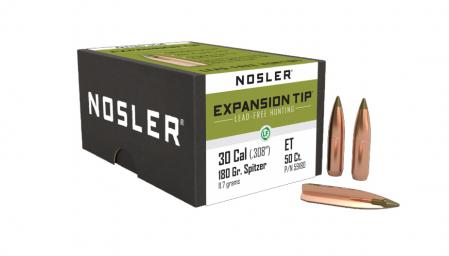 50 ogives Nosler Expansion TIP calibre 30 (.308) 180 gr / 11,66 g (sans plomb)
