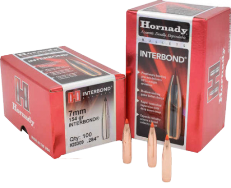 100 ogives Hornady Interbond calibre 7 mm (.284) 154 gr / 9,9 g