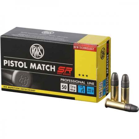 Boite de 50 cartouches RWS Pistol Match SR .22lr 40gr / 2,59g