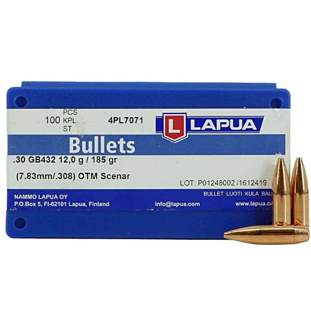 100 ogives Lapua Scenar calibre 30 (.308) 185 gr / 12 g Hollow Point Boat Tail