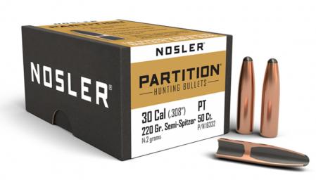 50 ogives Nosler Partition calibre 30 (.308) 220 gr / 14,25 g