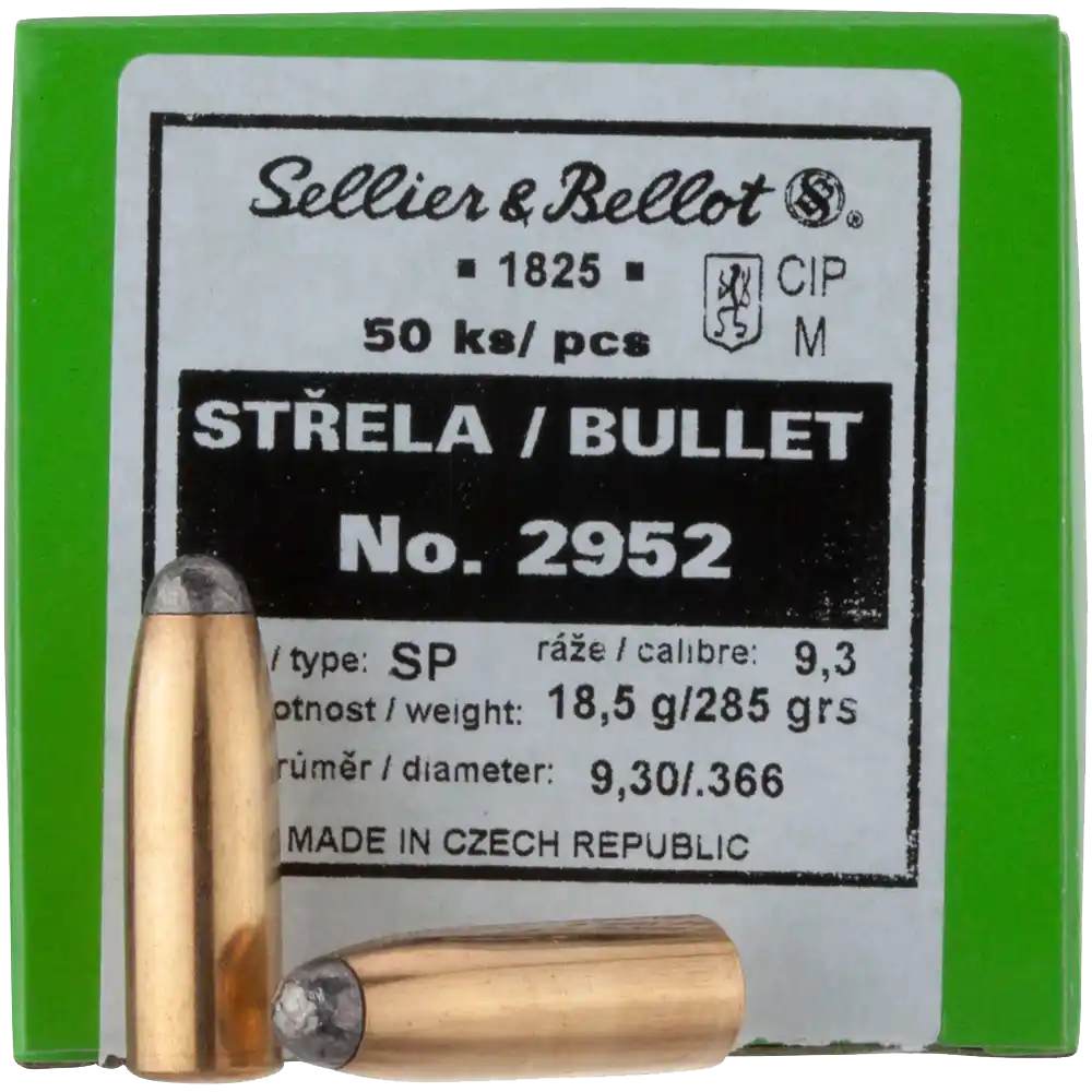 50 ogives Sellier Bellot calibre 9,3 mm (.366) 285 gr / 18,46 g Jacketed Soft Point