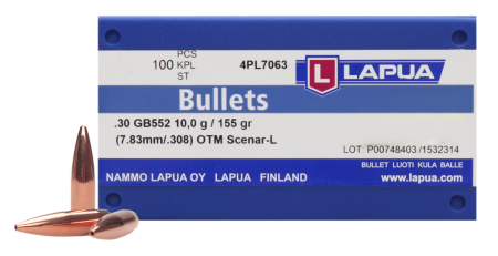 100 ogives Lapua Scenar-L calibre 30 (.308) 155 gr / 10 g