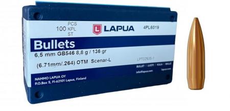 100 ogives Lapua Scenar-L calibre 6.5 mm (.264) 136 gr / 8,80 g