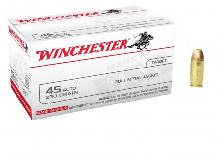 Boite de 100 cartouches WINCHESTER .45acp FMJ 230gr / 14,9g