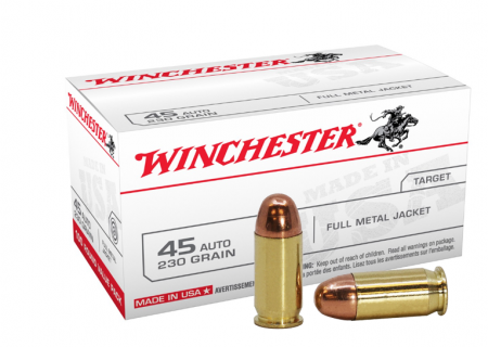 Cartouches Winchester .45 ACP FMJ 230 gr / 14,9 g