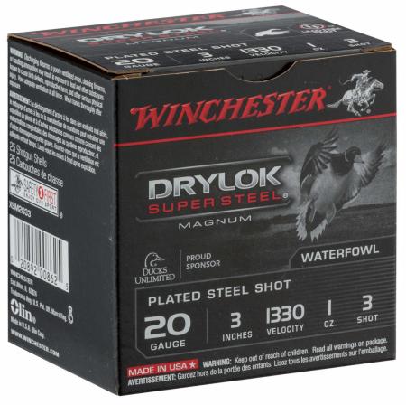 Boite de 25 cartouches WINCHESTER calibre 20/76 ACIER DRYLOCK 28 g