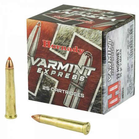 Boite de 25 cartouches HORNADY Varmint Express .22Hornet V-MAX 35gr / 2,27g