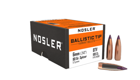 100 ogives Nosler Ballistic Tip Varmint 6 mm (.243) 80 gr / 5,20 g