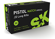 Boite de 50 cartouches SK Pistol Match Special .22lr 40gr / 2,59g
