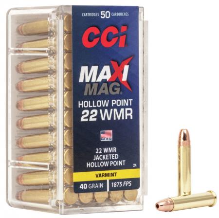 Boite de 50 cartouches CCI MAXI-MAG .22Mag JHP 40gr / 2,6g