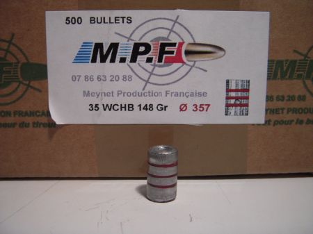 500 ogives 38 (.357) WC HB 148 gr / 9,6 g graissées